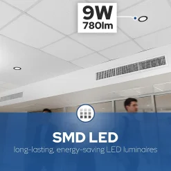 Spot LED Encastré 9W 780 lm IP20 3CCT 3000K/4000K/6500K rond noir downlight LED encastrable ALEXIS HOROZ