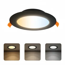 Spot LED Encastré 9W 780 lm IP20 3CCT 3000K/4000K/6500K rond noir downlight LED encastrable ALEXIS HOROZ