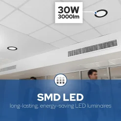 Spot LED Encastré 30W 3000 lm IP20 3CCT 3000K/4000K/6500K rond blanc downlight LED encastrable ALEXIS HOROZ