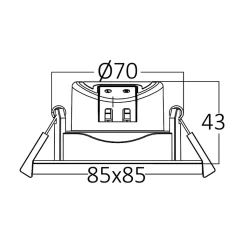 Spot LED encastrable 3en1 carré blanc 7W IP20 Dimmable