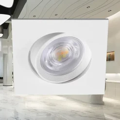 Spot LED encastrable 3en1 carré blanc 7W IP20 Dimmable