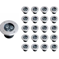 Spot LED Encastrable Extérieur IP65 220V Sol 3W 80 degrés (Pack de 20) - Blanc Froid 6000K - 8000K - SILAMP