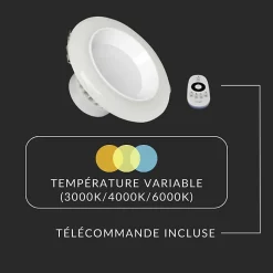 Spot LED Encastrable Lumière Variable 20W avec Télécommande - 3000K/4000K/6500K - SILAMP