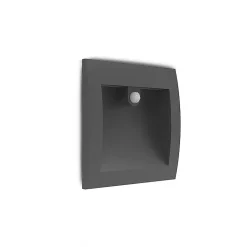 Spot LED Encastrable Mural - 140x140mm - 6,5W - Détecteur IR - Alu & Verre