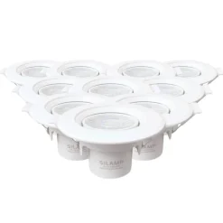 Spot LED Encastrable Orientable Rond Blanc 8W (Pack de 10) - Blanc Froid 6000K - 8000K - SILAMP