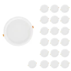 Spot LED Encastrable Plat Étanche 20W BLANC Transformateur Intégré (Pack de 20) - Blanc Froid 6000K - 8000K - SILAMP