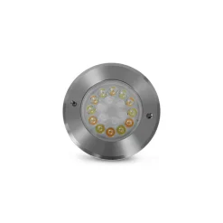 Spot LED Encastrable Sol DC12-24V 9W 600lm 15 étanche IP68 Inox 304 150mm Rond - RGB+CCT - perçage 138mm