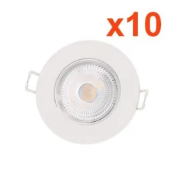 Spot LED Encastrable Étanche Rond 5W Blanc (Pack de 10) - Blanc Neutre 4000K - 5500K - SILAMP
