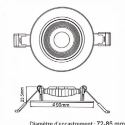 Spot LED Encastrable 5W 30 degrés Orientable - Blanc Froid 6000K - 8000K - SILAMP