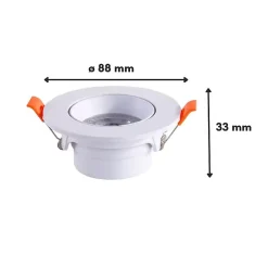 Spot LED Encastrable 7W BLANC Orientable 30 degrés Transformateur Intégré - Blanc Neutre 4000K - 5500K - SILAMP