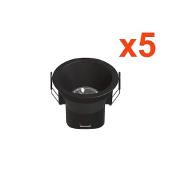 Spot LED Encastrable 9W IP44 Dimmable Noir CCT 85mm - 3000K/4000K/6500K (Pack de 5) - SILAMP