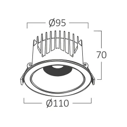 Spot LED Encastrable-Braytron-Noir-20W-3en1-IP20