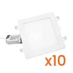 Spot LED Extra Plat Carré 24W Blanc (Pack de 10) - Blanc Froid 6000K - 8000K - SILAMP