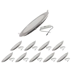 Spot LED Extra Plat Downlight Rond 12W ALU - SILUMEN - Blanc Chaud - Classe A+ - Pack de 10