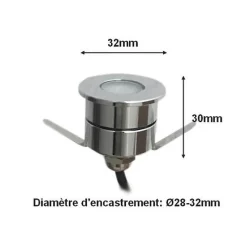 Spot LED Extérieur Encastrable 1W 12V IP65 45 degrés - Blanc Neutre 4000K - 5500K - SILAMP