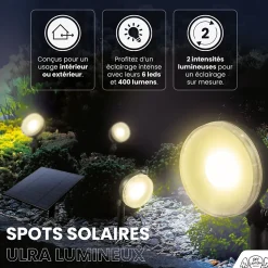Spot LED Extérieur x4 avec panneau solaire inclus