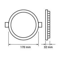 Spot LED Rond Extra Plat 12W 170mm Dimmable Température Variable - 3000K/4000K/6500K - SILAMP