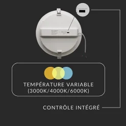 Spot LED Rond 18W 170mm Température Variable Dimmable - 3000K/4000K/6500K - SILAMP