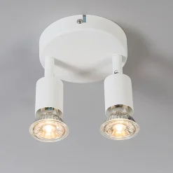 Spot moderne blanc inclinable rond 2 lumières - Jeany