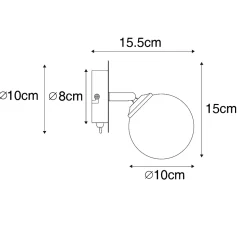 Spot moderne doré avec verre opale et interrupteur - Athènes