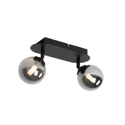 Spot moderne noir avec verre fumé 2 lumières - Athènes