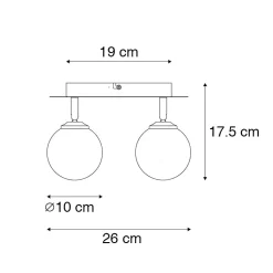 Spot moderne noir avec verre fumé 2 lumières - Athènes