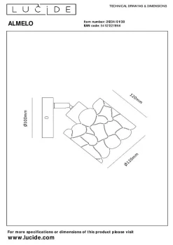 Spot mural ALMELO en métal avec 1xE14 - Noir - Lucide