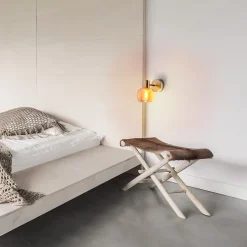 Spot mural LIBBY metal laiton verre ambre douille E14 pour salon salle a manger entree bureau 16 cm