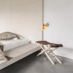 Spot mural LIBBY metal laiton verre ambre douille E14 pour salon salle a manger entree bureau 16 cm