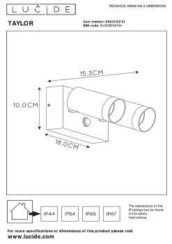 Spot mural TAYLOR en aluminium avec 2xGU10 - Blanc - Lucide