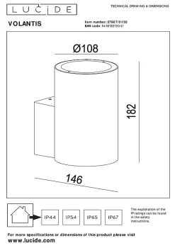 Spot mural VOLANTIS en aluminium avec 1xE27 - Noir - Lucide