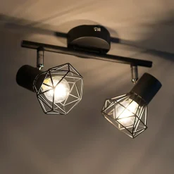 Spot orientable Art déco noir 2 lumières - Mosh 2