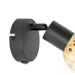 Spot orientable oriental noir avec bambou et interrupteur - Rayan