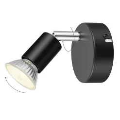 Spot patère GU10 7W Sasha noir mat H.10.5 x Ø8 cm