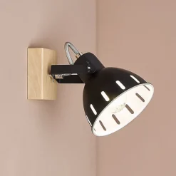 Spot patère orientable 1 abat-jour métal noir