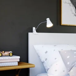 Spot pince LED Intégrée 550lm 5W blanc chaud GoodHome Edson blanc l.10 x H.33 cm