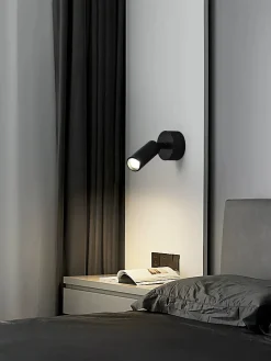 Spot Plafonnier et Applique Murale CEILUM en Aluminium Noir avec Douille GU10, Orientable à 360