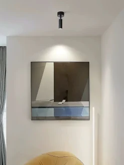 Spot Plafonnier et Applique Murale CEILUM en Aluminium Noir avec Douille GU10, Orientable à 360