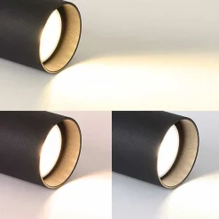 Spot Plafonnier et Applique Murale CEILUM en Aluminium Noir avec Douille GU10, Orientable à 360