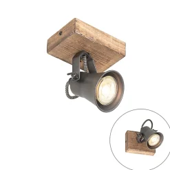 Spot rustique noir avec bois réglable - Jelle