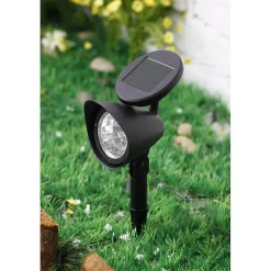 Spot solaire à piquer- Hauteur 37cm- 3 LED blanches- 9 Lumens- Eclairage extérieur Jardin