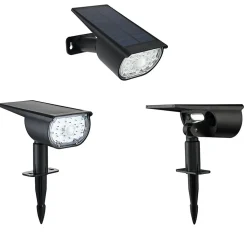 Spot solaire à planter 300 Lumens Double éclairage (option Applique) avec détecteur de présence