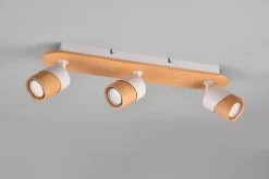 Spot 3xGU10, max. 10W, Bois Naturel, L 48 cm - Trio - Aruni