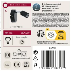 Spotlight Carolina IP44 GU10 230V max. 10W gradable Anthracite Chrome