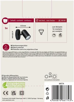 Spotlight Zyli IP44 GU10 230V max. 10W gradable Noir mat