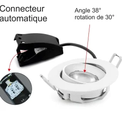 Spots LED encastrable IP44 orientable - salle de bain - 4,8W 400 LM 3000K - garantie 3 ans