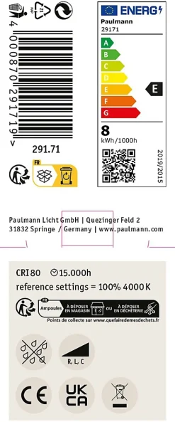 Standard 230 V Réflecteur LED GU10 750lm 8W 4000K gradable Blanc dépoli