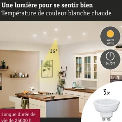 Standard 230 V Réflecteur LED GU10 Flat 37mm 3x550lm 3x4,9W 2700K Blanc signal