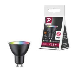 Standard 230 V Smart Home Zigbee 3.0 Réflecteur LED GU10 350lm 4,8W RGBW+ gradable Noir mat