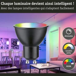 Standard 230 V Smart Home Zigbee 3.0 Réflecteur LED GU10 350lm 4,8W RGBW+ gradable Noir mat